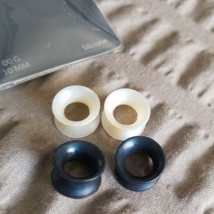 White and Navy Pierced Nation Tunnels